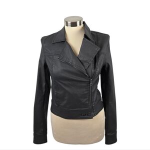 PAIGE Black Coated Faux Moto Jacket